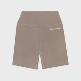 Signature Logo Biker Short - Hazelnut/White