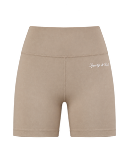 Signature Logo Biker Short - Hazelnut/White