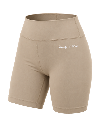 Signature Logo Biker Short - Hazelnut/White