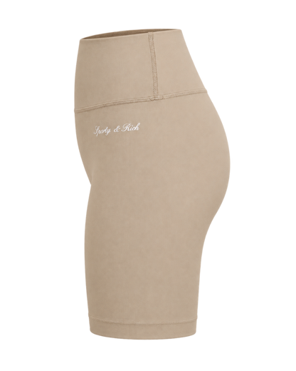 Signature Logo Biker Short - Hazelnut/White