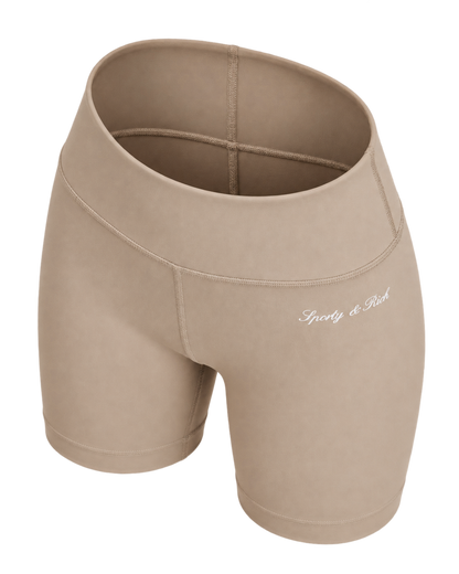 Signature Logo Biker Short - Hazelnut/White