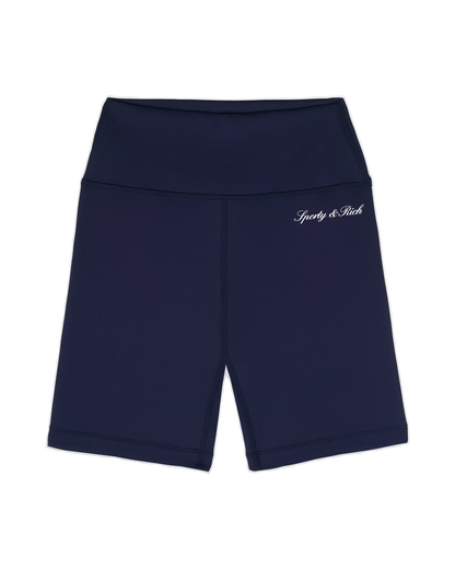 Signature Logo Biker Short - Navy/White