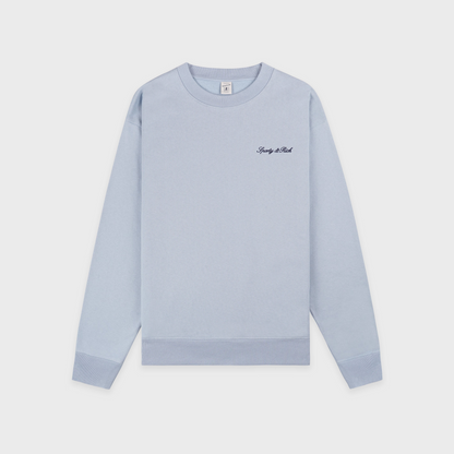 Signature Logo Embroidered Crewneck - Faded Blue/Navy