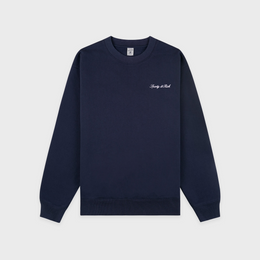 Signature Logo Embroidered Crewneck - Navy/White