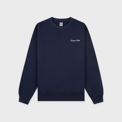 Signature Logo Embroidered Crewneck - Navy/White