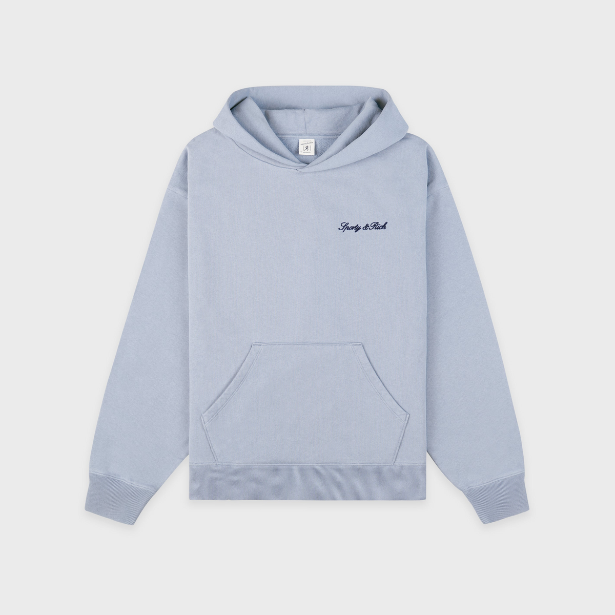 Signature Logo Embroidered Hoodie - Faded Blue/Navy