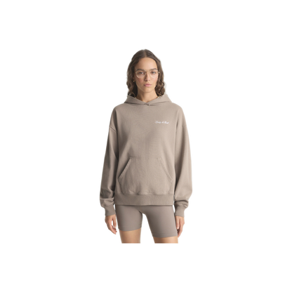 Signature Logo Embroidered Hoodie - Hazelnut/White