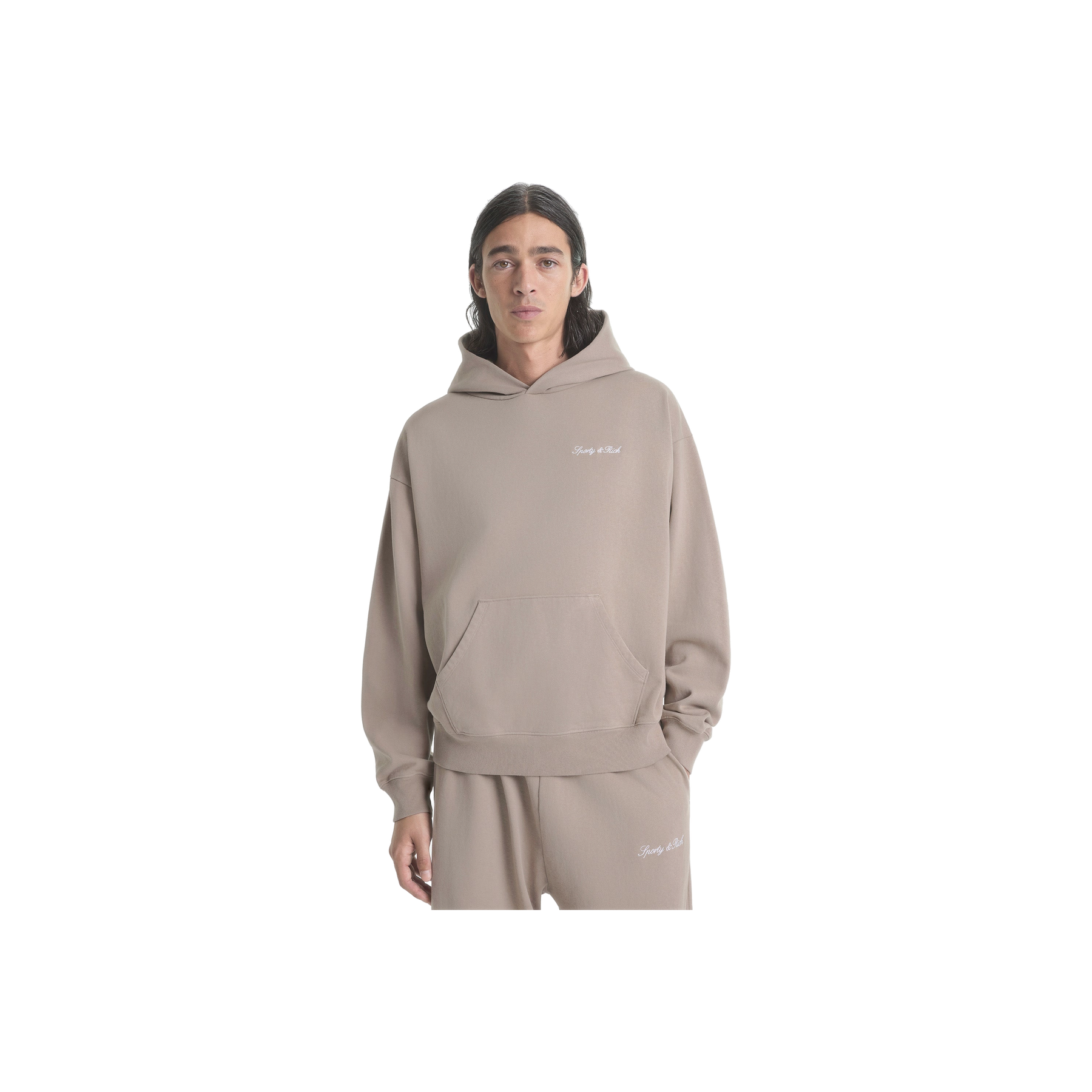 Signature Logo Embroidered Hoodie - Hazelnut/White