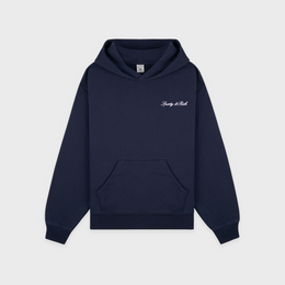 Signature Logo Embroidered Hoodie - Navy/White