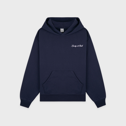 Signature Logo Embroidered Hoodie - Navy/White
