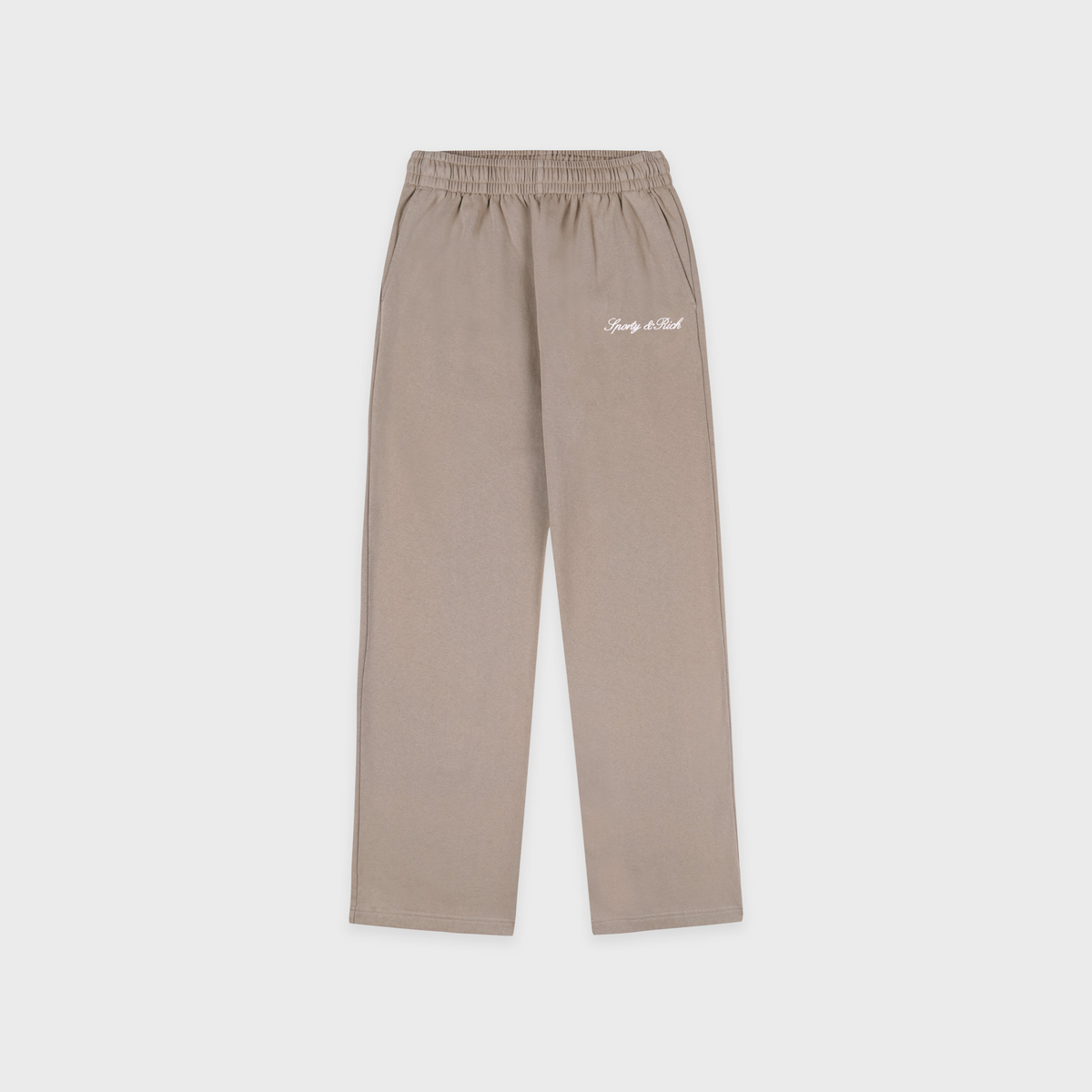 Signature Logo Embroidered Wide Sweatpant - Hazelnut/White
