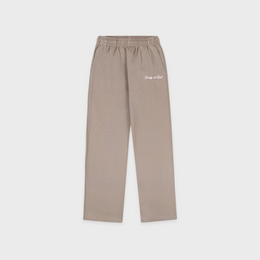 Signature Logo Embroidered Wide Sweatpant - Hazelnut/White