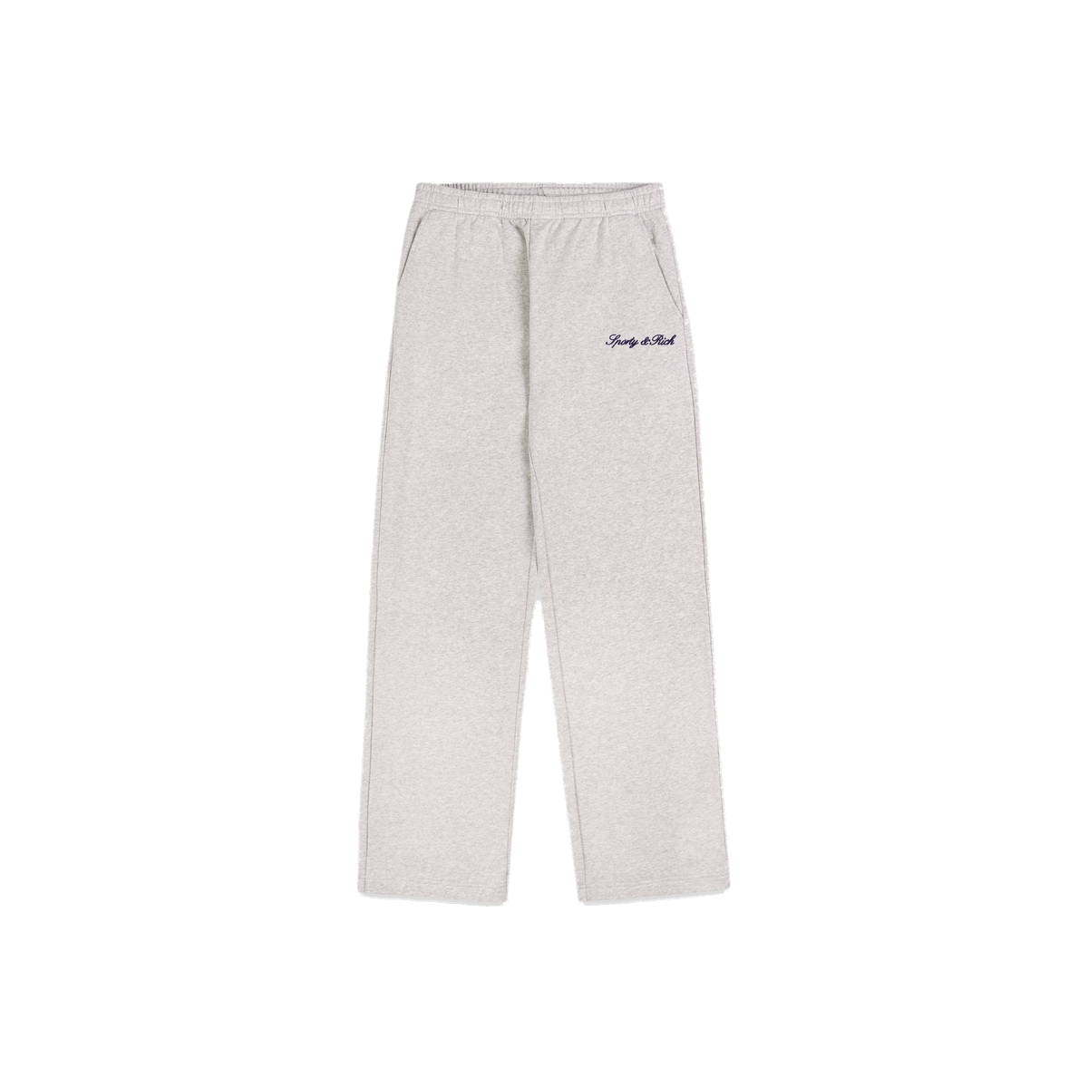 Signature Logo Embroidered Wide Sweatpant - Heather Gray/Navy