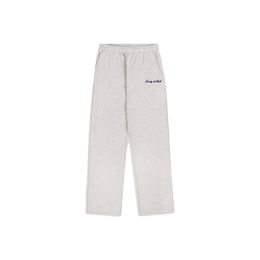 Signature Logo Embroidered Wide Sweatpant - Heather Gray/Navy