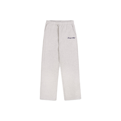 Signature Logo Embroidered Wide Sweatpant - Heather Gray/Navy