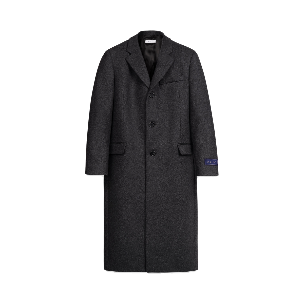 Signature Logo Structured Wool Coat - Dark Grey