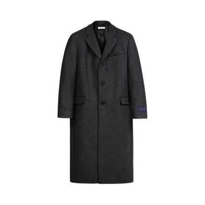 Signature Logo Structured Wool Coat - Dark Grey