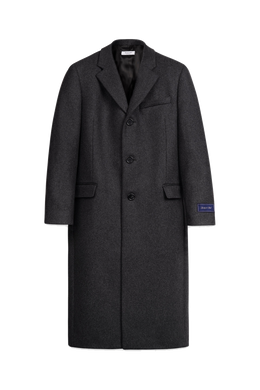 Signature Logo Structured Wool Coat - Dark Grey