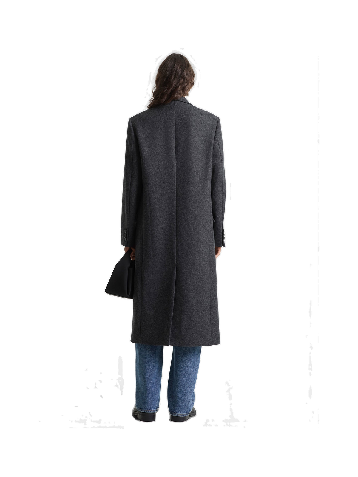Signature Logo Structured Wool Coat - Dark Grey