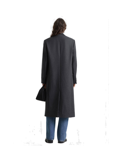 Signature Logo Structured Wool Coat - Dark Grey