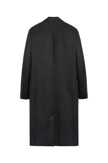 Signature Logo Structured Wool Coat - Dark Grey