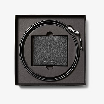 Signature Logo Wallet and Reversible Belt Gift Set