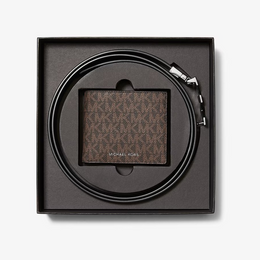 Signature Logo Wallet and Reversible Belt Gift Set