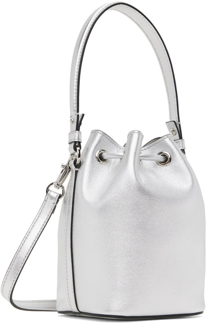 Valentino Garavani Silver Mini VLogo Signature Bucket Bag
