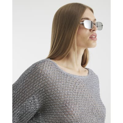 Silver Sequin Knit Top