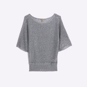 Silver Sequin Knit Top