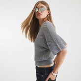 Silver Sequin Knit Top