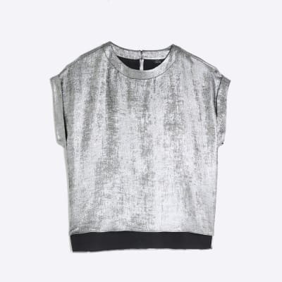 Silver Short Sleeve Turn Up Cuff T-shirt