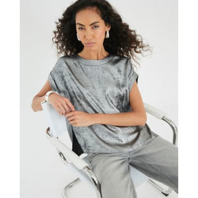 Silver Short Sleeve Turn Up Cuff T-shirt