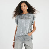 Silver Short Sleeve Turn Up Cuff T-shirt