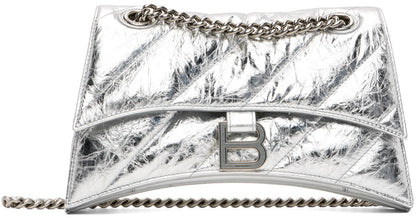 Balenciaga Silver Small Crush Chain Bag