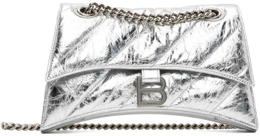 Balenciaga Silver Small Crush Chain Bag