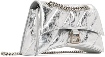 Balenciaga Silver Small Crush Chain Bag
