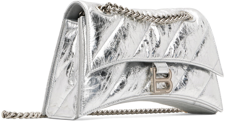 Balenciaga Silver Small Crush Chain Bag