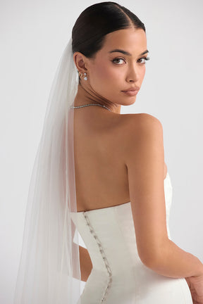 Simone white soft tulle veil