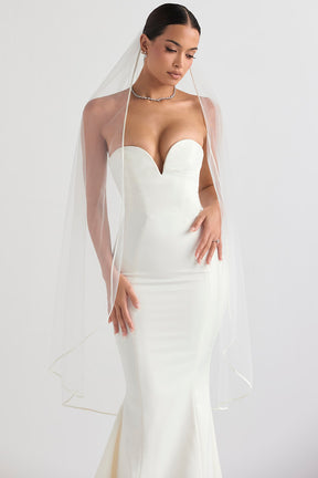 Simone white soft tulle veil