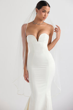 Simone white soft tulle veil