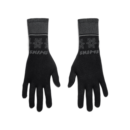 SKIMS FIRST LAYERS GLOVES | OBSIDIAN WINTER FAIR ISLE