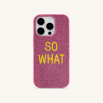 So What Rhinestone Phone Case - Pink