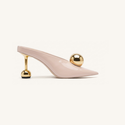 Sofia Angled Vamp Heel Mules - Dusty Pink