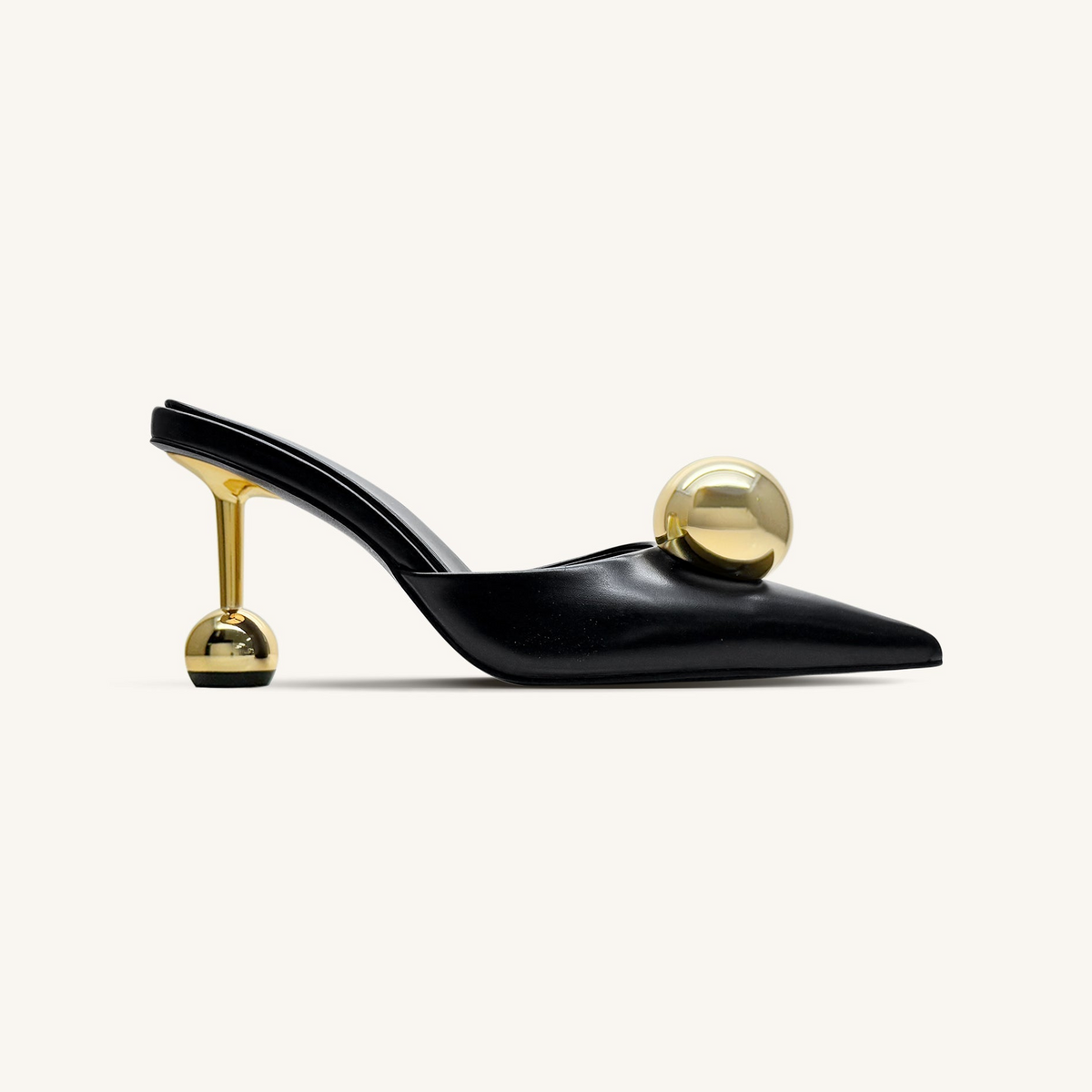 Sofia Sphere Heel Mules - Black
