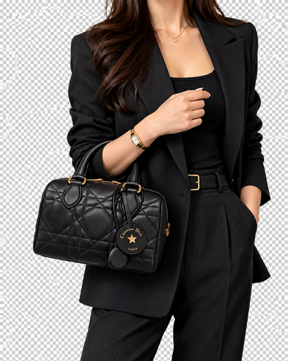 Soft Dior Groove 20 Bag in Black Macrocannage Calfskin