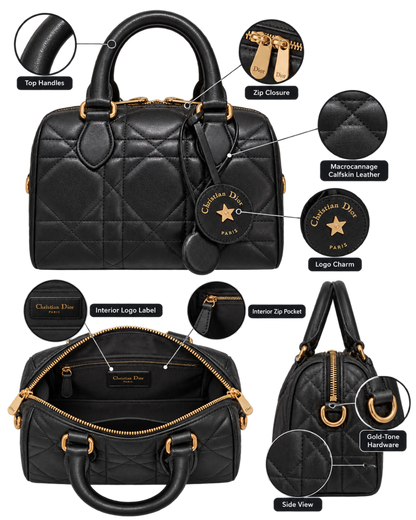 Soft Dior Groove 20 Bag in Black Macrocannage Calfskin