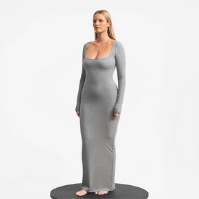 SOFT LOUNGE LONG SLEEVE DRESS | HEATHER GREY