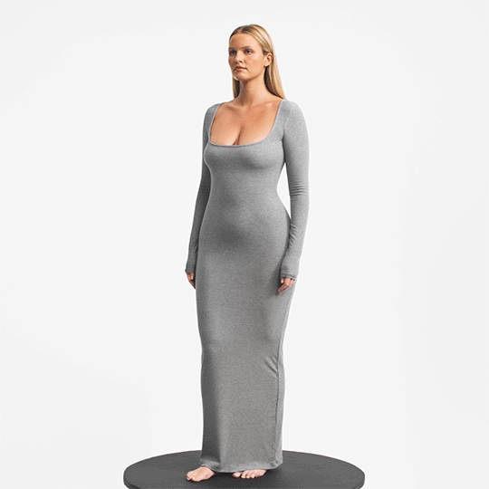 SOFT LOUNGE LONG SLEEVE DRESS | HEATHER GREY