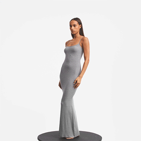 SOFT LOUNGE LONG SLIP DRESS | HEATHER GREY